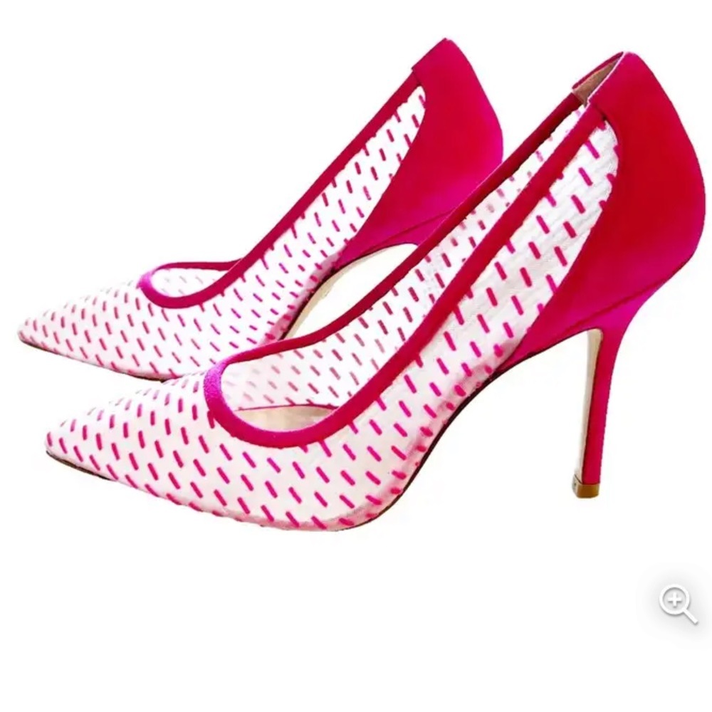 New— Stuart Weitzman Tasha Geometric Mesh Pumps In Peonia Pink-size 8